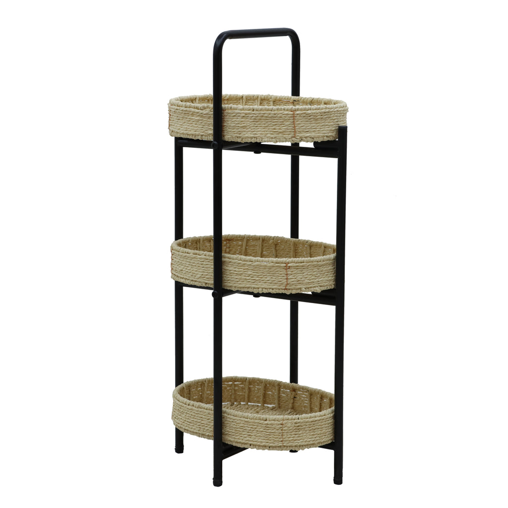 3 Tiers Tray Tables Paper Rope Woven Side Table