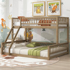 Twin XL Over Queen Bunk Bed with Ladder and Guardrails