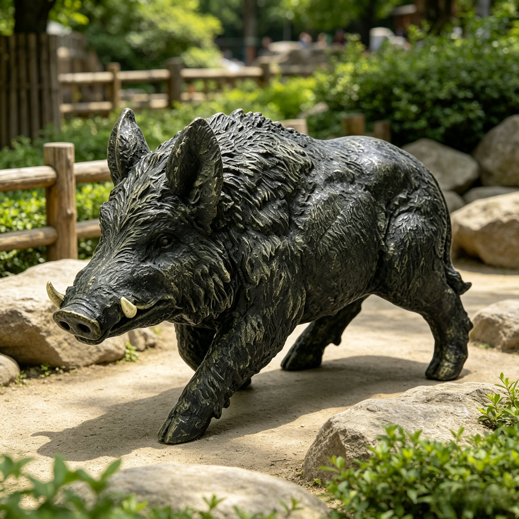 Simulated Wild Boar Resin Garden Statue