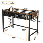 Twin XL Size Loft Bed with Ladders, Storage Shelves, and Bookshelf