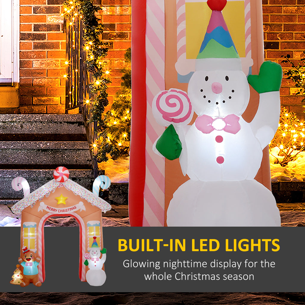 Outsunny 10-Foot Christmas Inflatable Gingerbread House Archway with LED Lights