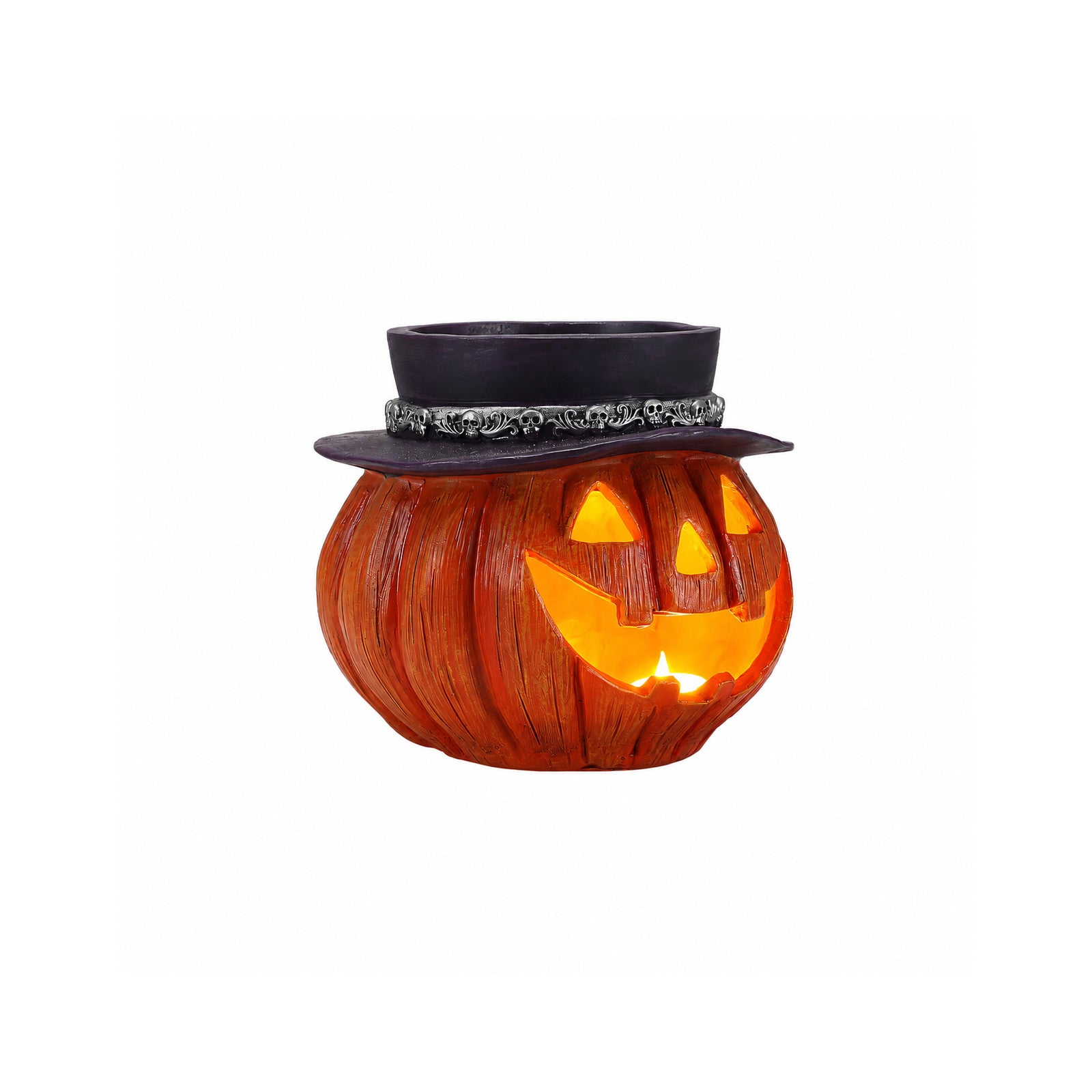 Halloween Pumpkin Candy Bowl with Witch Hat