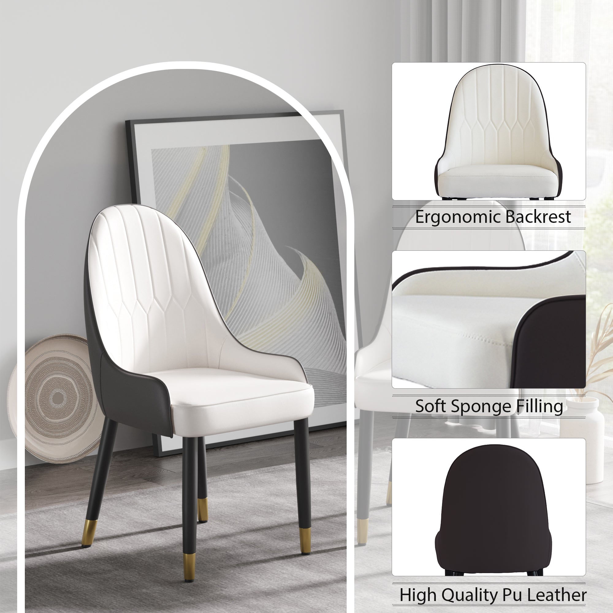 Modern PU Sponge-Filled Dining Chair Set