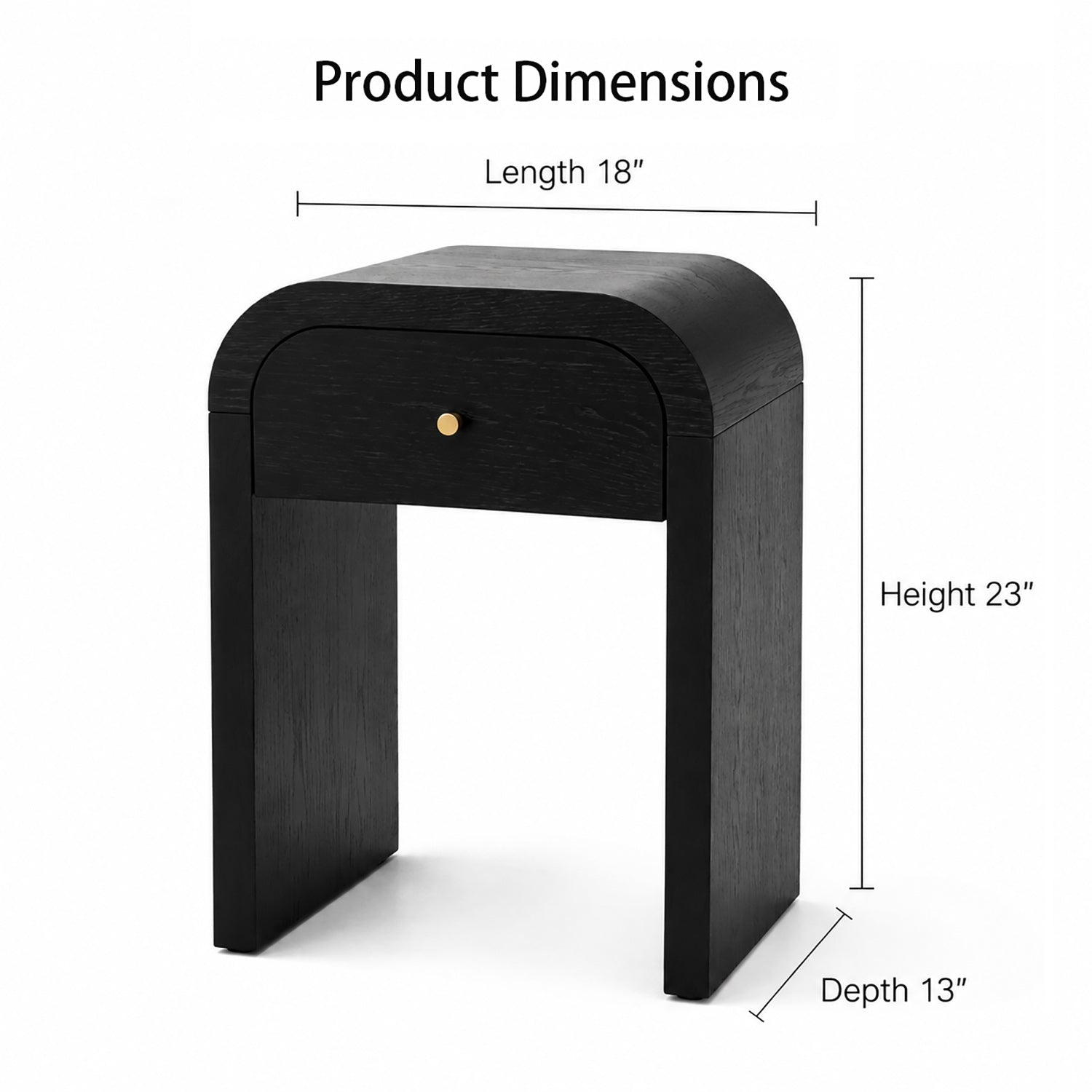 Curved Bedside Side Table