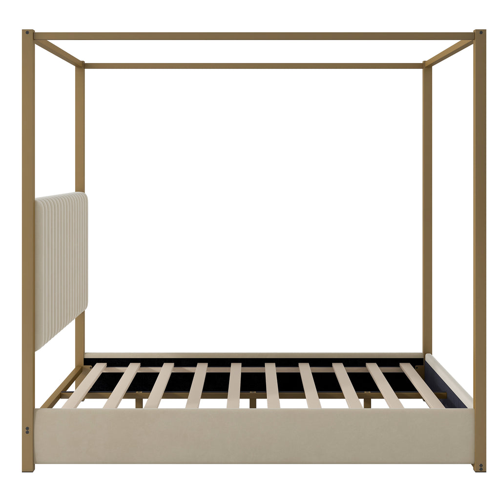 Queen Size Upholstery Canopy Platform Bed with Headboard