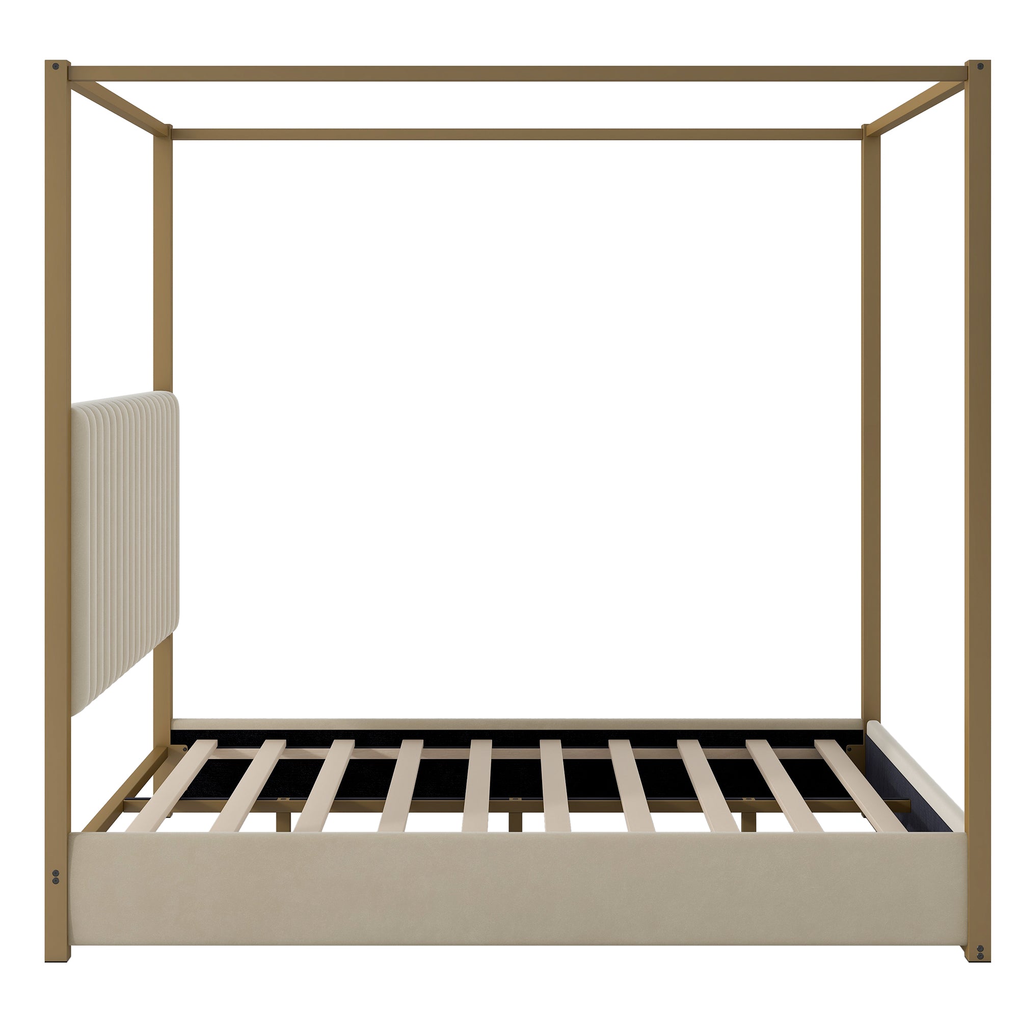 Queen Size Upholstery Canopy Platform Bed with Headboard