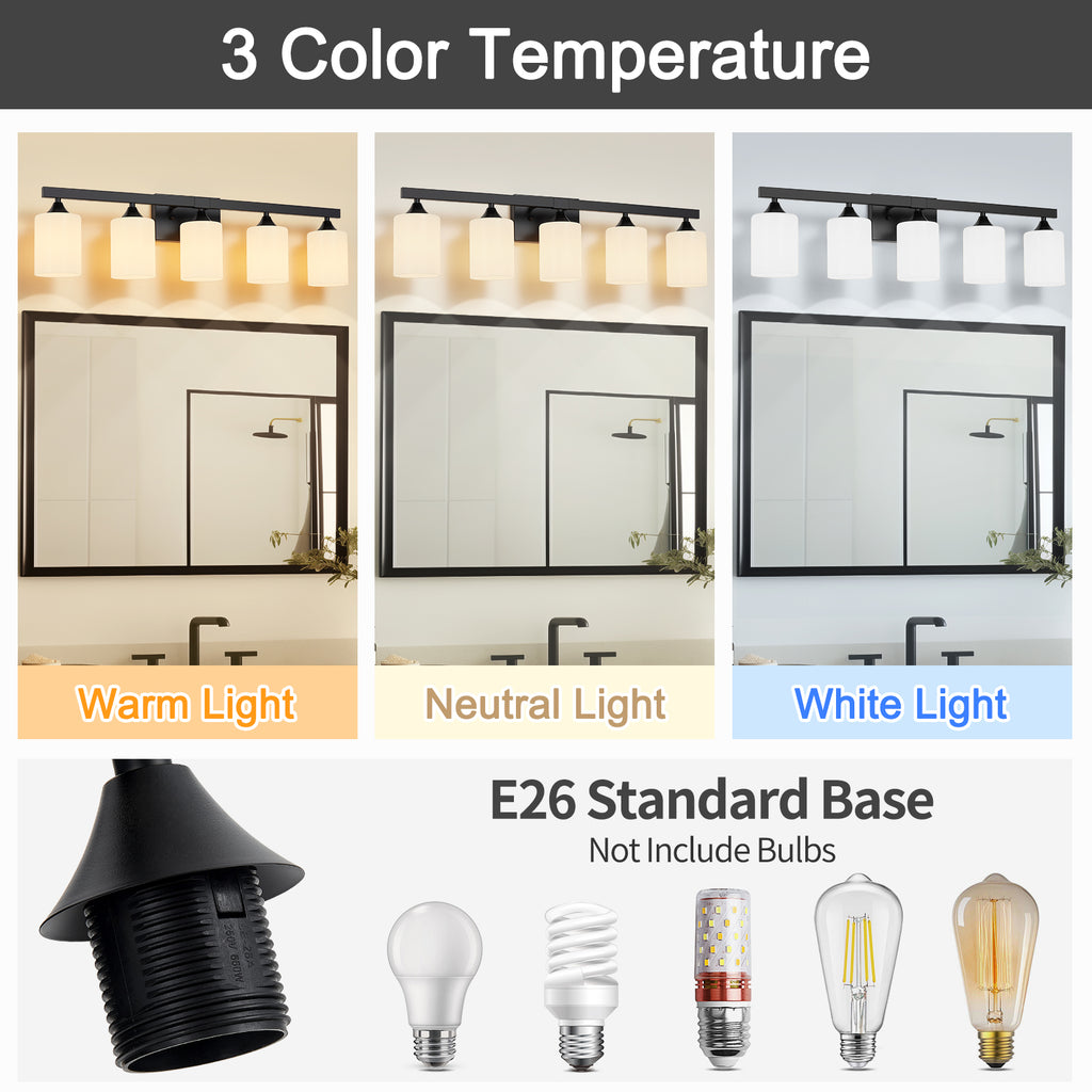 5-Light Matte Bathroom Vanity Wall Light