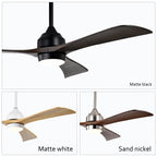 52" Solid Wood Blades Ceiling Fan with Lights Remote Control