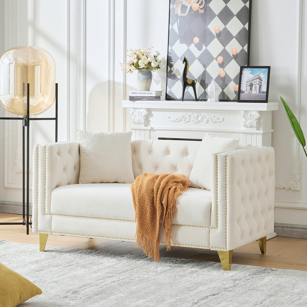 58" Chesterfield Velvet Sofa - Elegant 2 Seater Couch