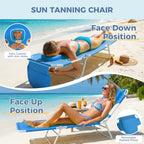 Lounge Portable Reclining Lounger, Outdoor Patio, Beach, Lawn, Camping, or Pool Tanning Chair