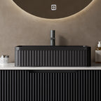 20'' Bathroom Sink, Rectangular Striped Vessel Ceramic Basin