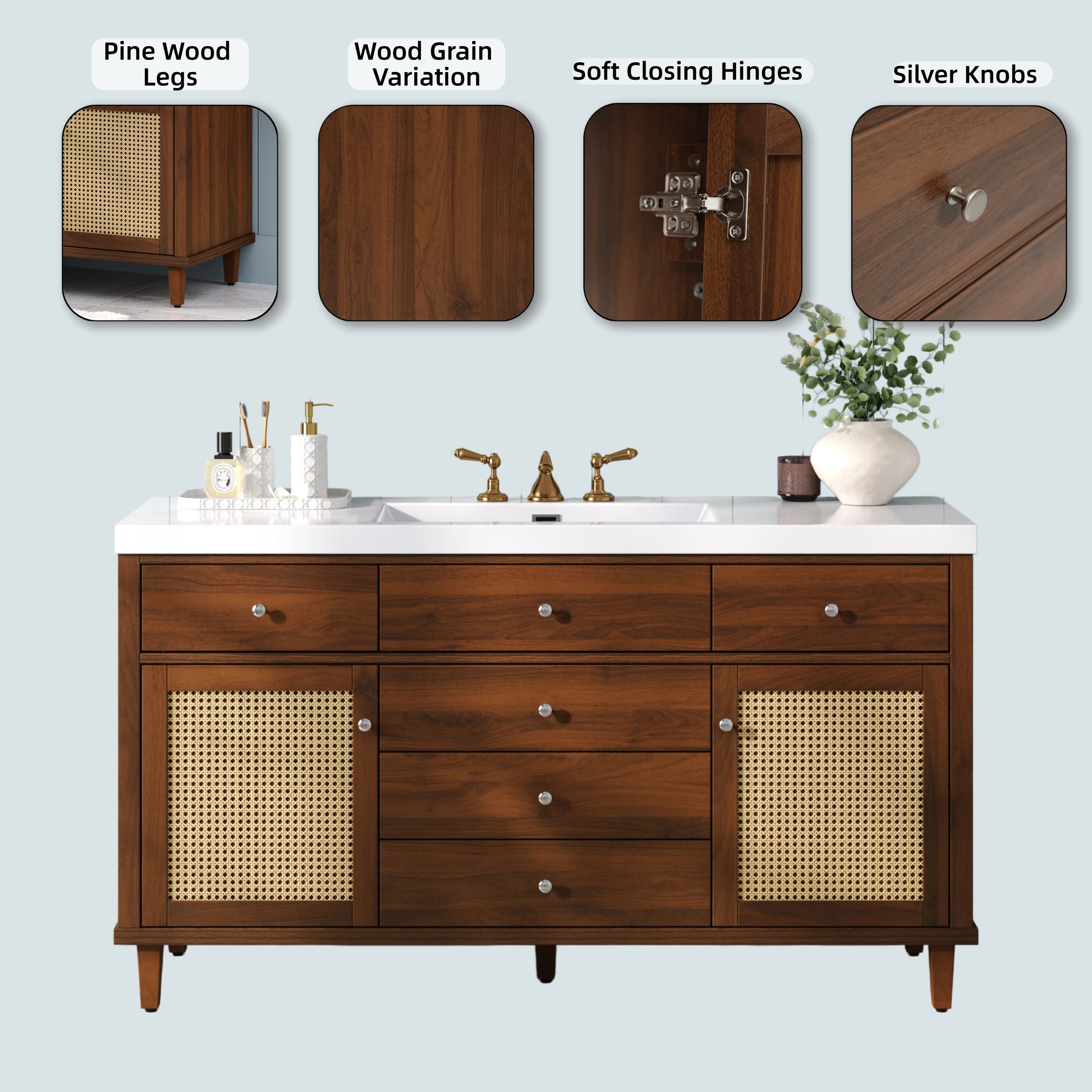 60" Bathroom Vanity with SMC Sink