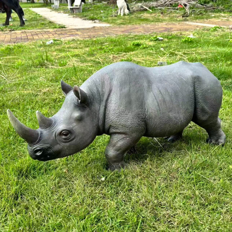 27.5" Large Realistic Rhinoceros Garden Statue