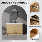 48" Freestanding Bathroom Vanity with Resin Sink, 2 Soft Closing Door & 6 Soft Closing Drawer