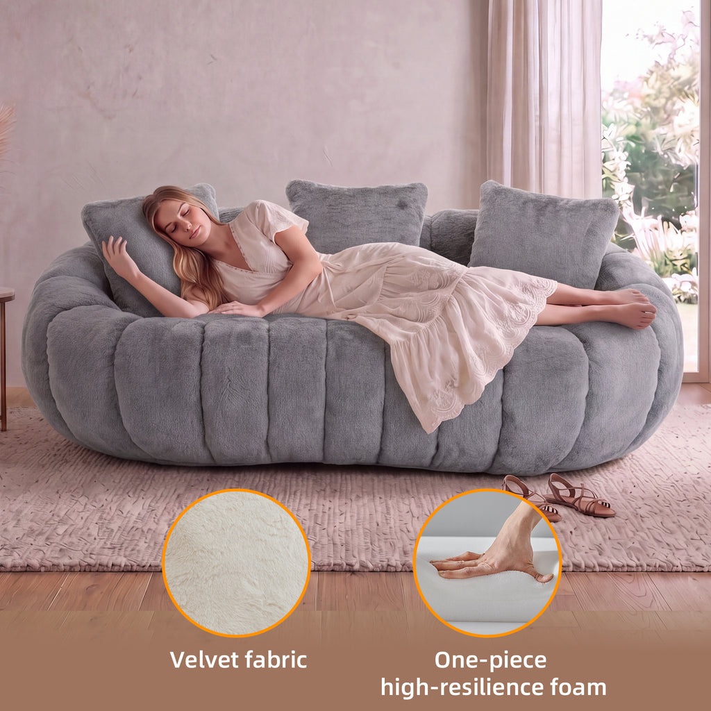 Floral-Shaped Ultra-Soft Faux Fur Sofa