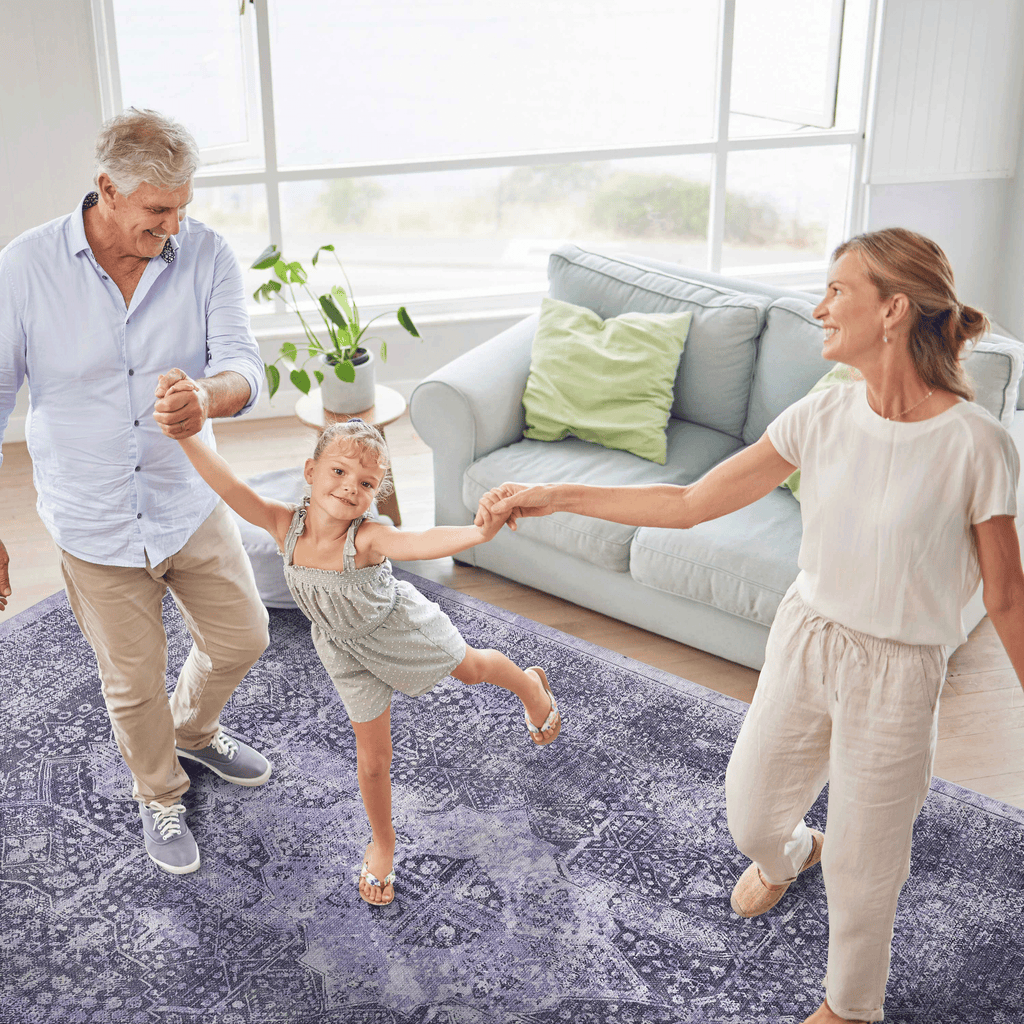 MAVAL Anthracite Washable Rug 8x10 Area Rug