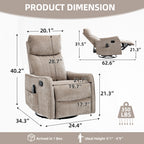 Khaki Heat Massage Manual Recliner Chair