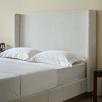 Hosford Upholstered Wingback Bed - California King - Oat Boucle