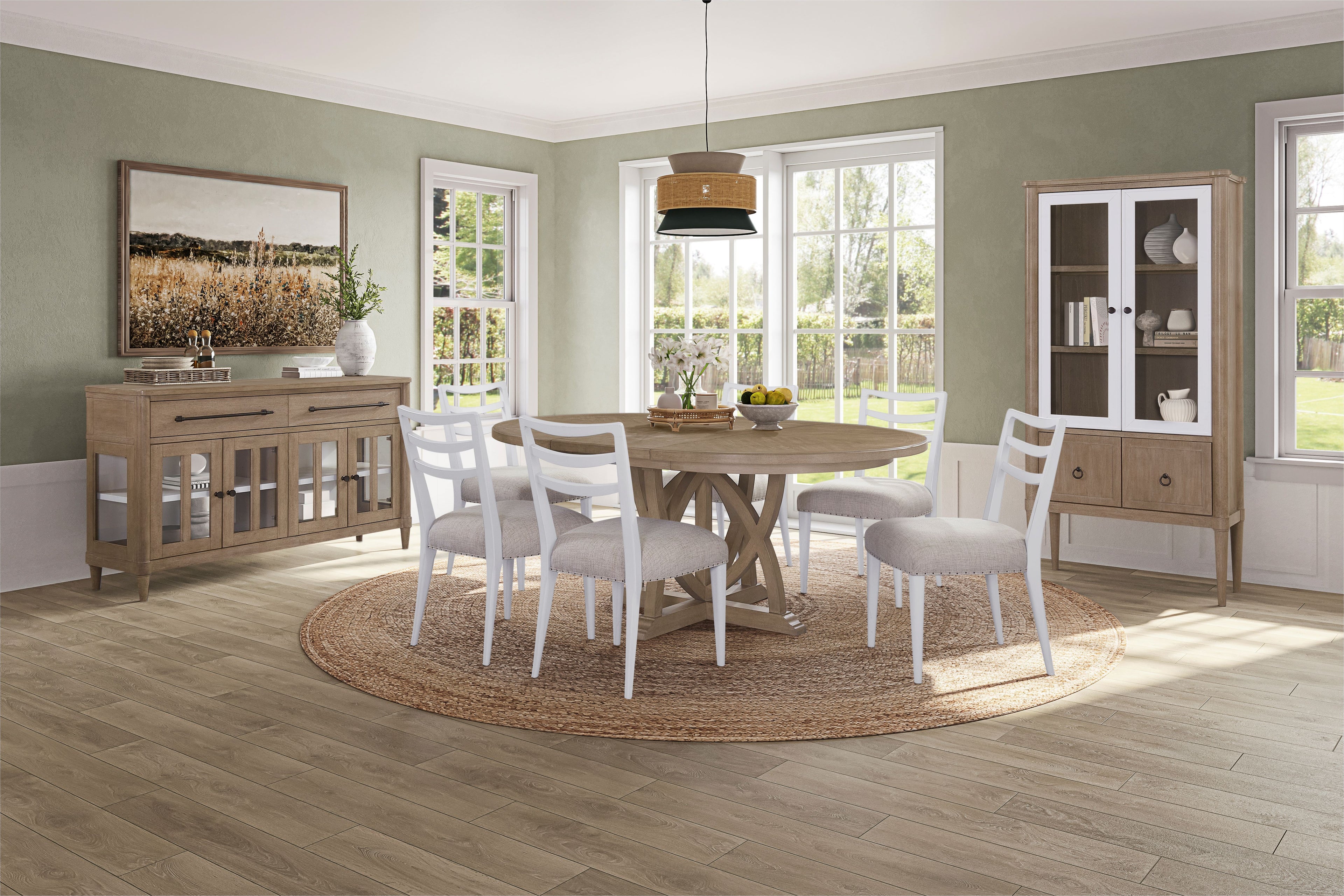 Ladderback Side Dining Chair Set of 2 in Ocean Finish