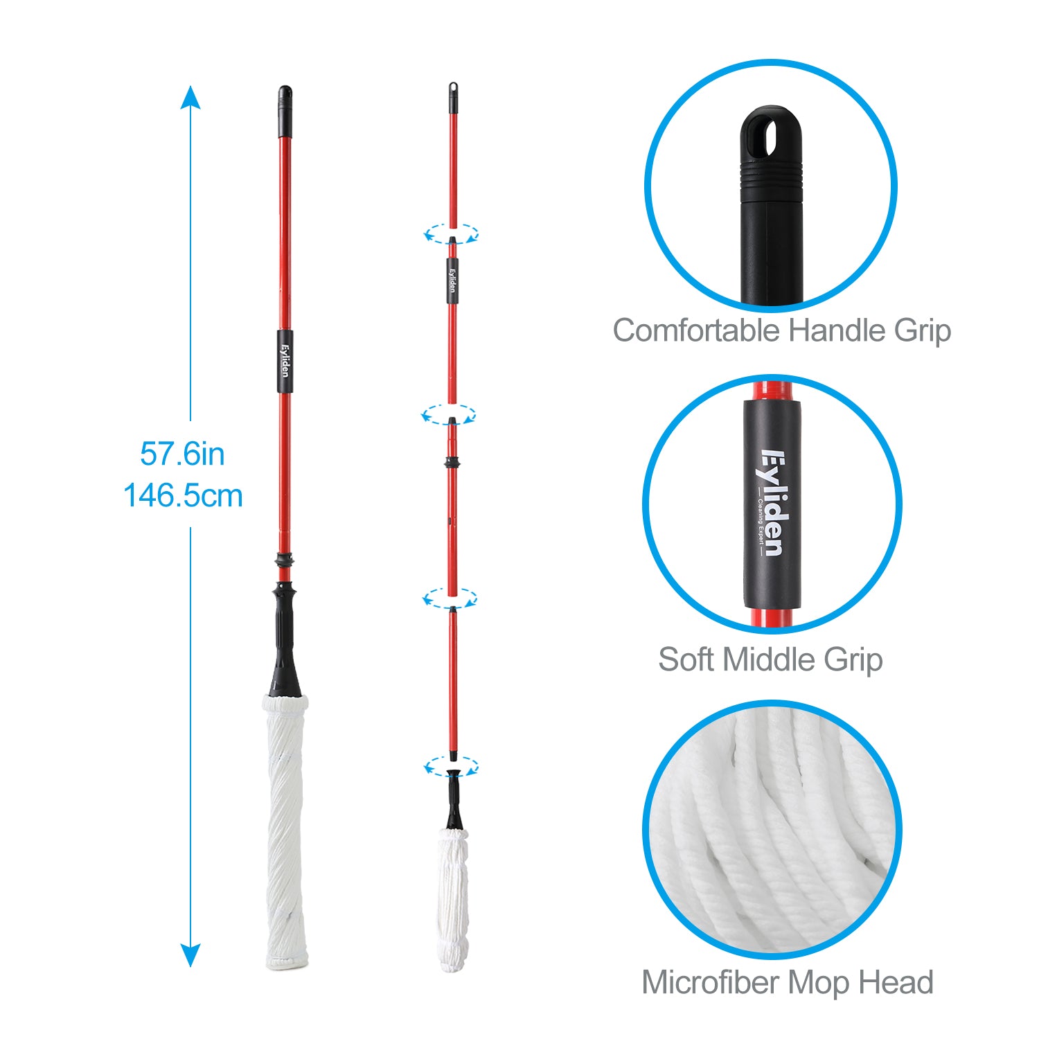 57.5-Inch Long Handle Self Bending Twist Mop
