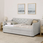 Twin Size Upholstery Daybed with Pop-up Trundle & USB Charging