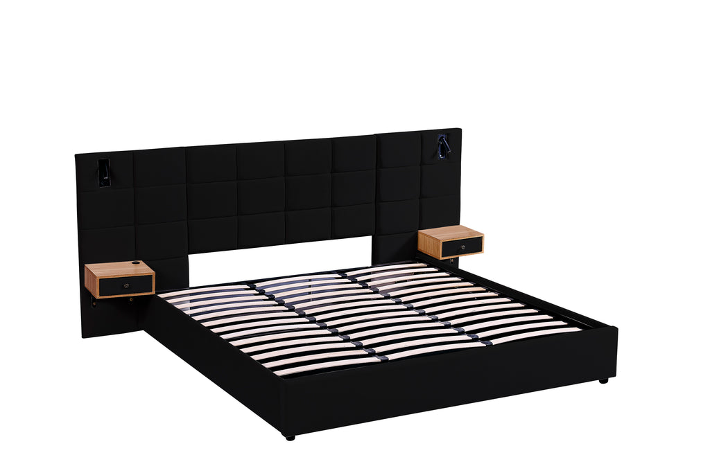 King Size Storage Velvet Upholstered Hydraulic Platform Bed