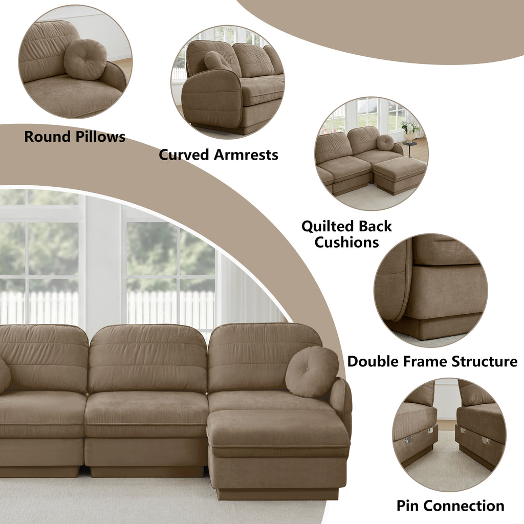 Chenille Cloud L-Shaped Loveseat Sofa