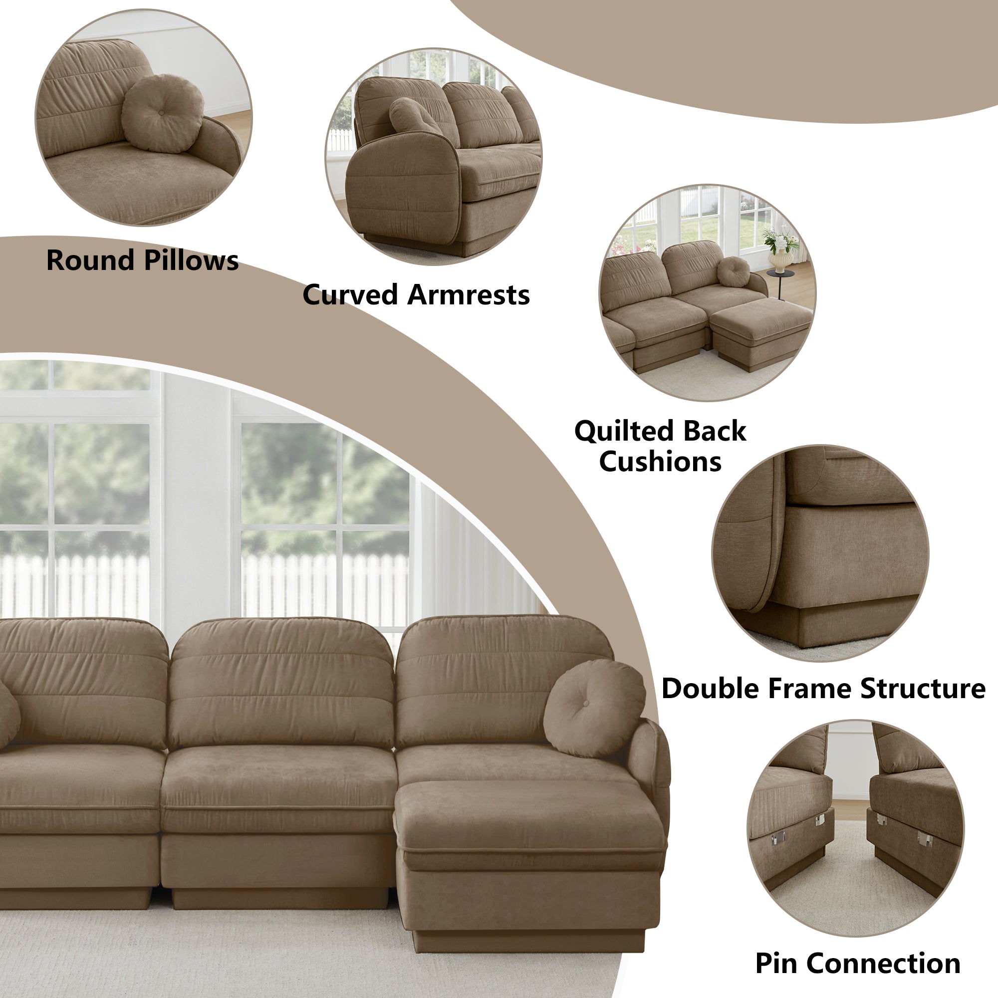 105" Chenille Cloud 3-Seater Sofa