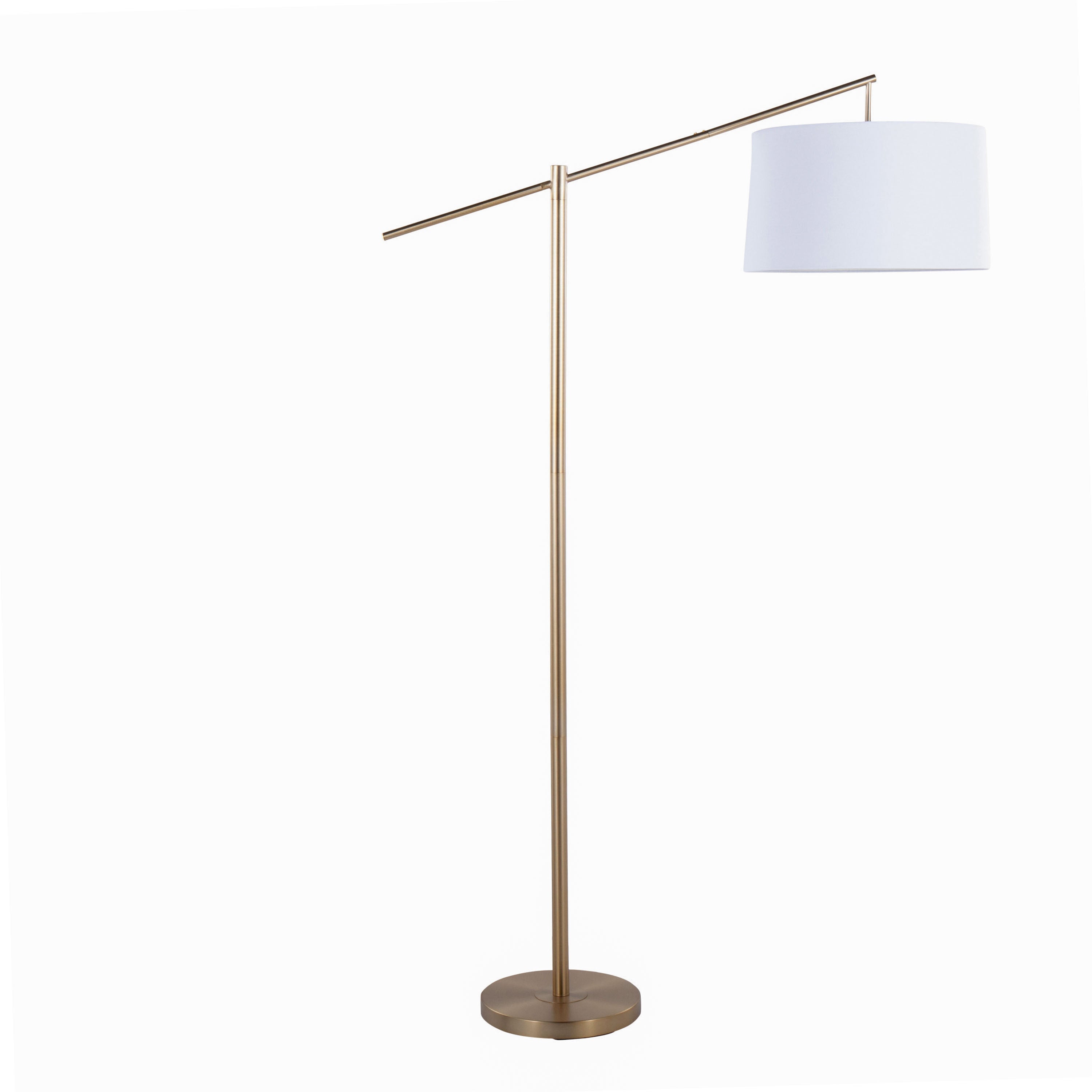 Casper 69" Contemporary Metal Floor Lamp in Gold Metal with Off-White Linen Shade