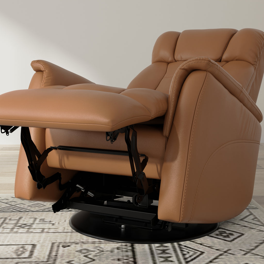 Global Home Swivel Glider Recliner with Manual Adjustable Headrest & Footrest