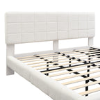 White Boucle Floating Bed with Light, King
