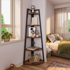 70.07" Tall Corner Shelf, 5 Tier Rustic
