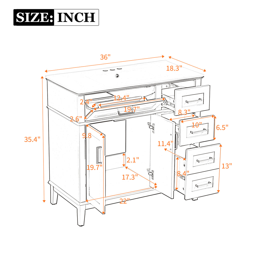 36" Light Green Modern Bathroom Vanity