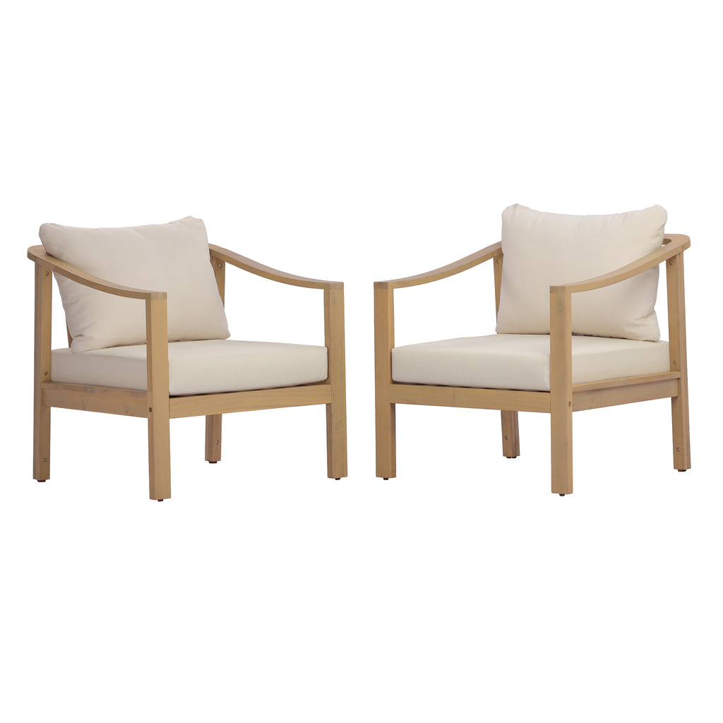Acacia Wood Patio Furniture Club Chair Set (2)