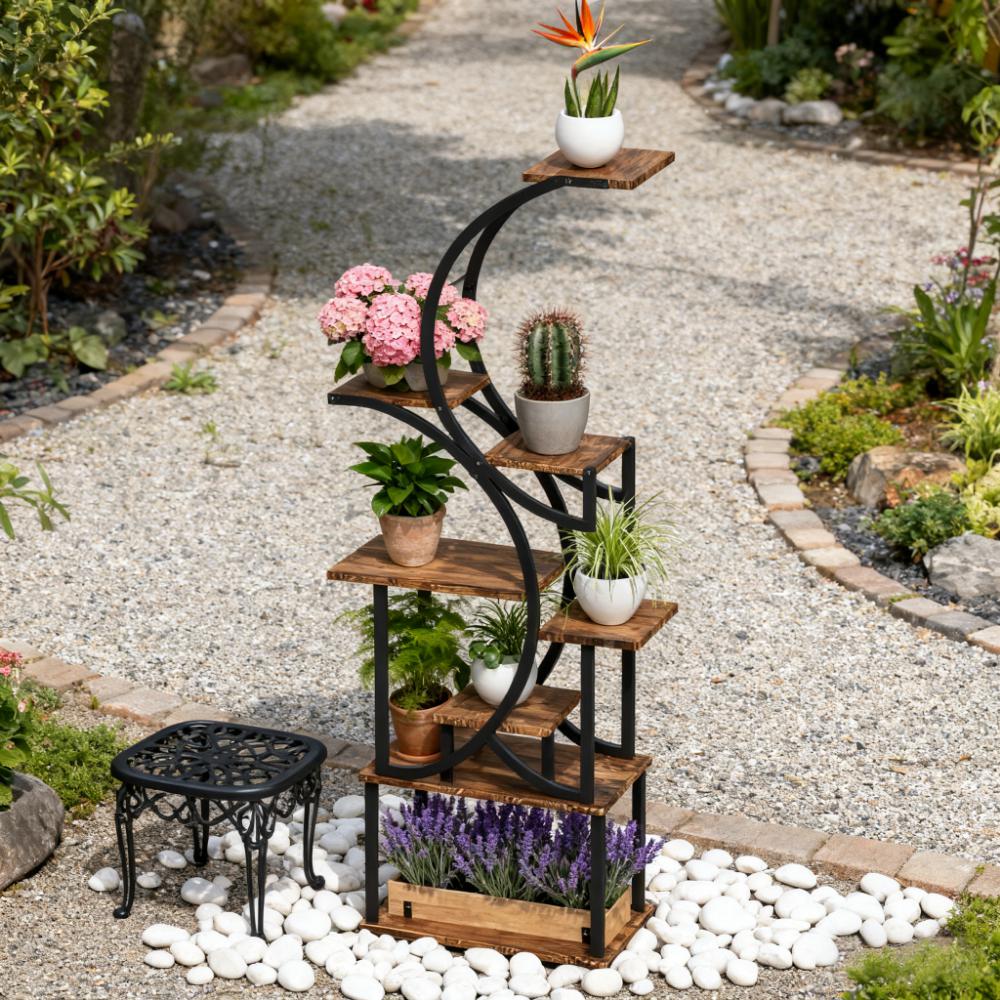 S-Shaped Plant Stand - 8 Tier Plant Shelf for Multiple Plants