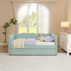 Cozy Gingham Daybed with Trundle Twin Size Sofa Bed