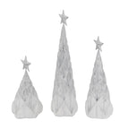 Set of 3 Resin White/Silver Foil Christmas Trees