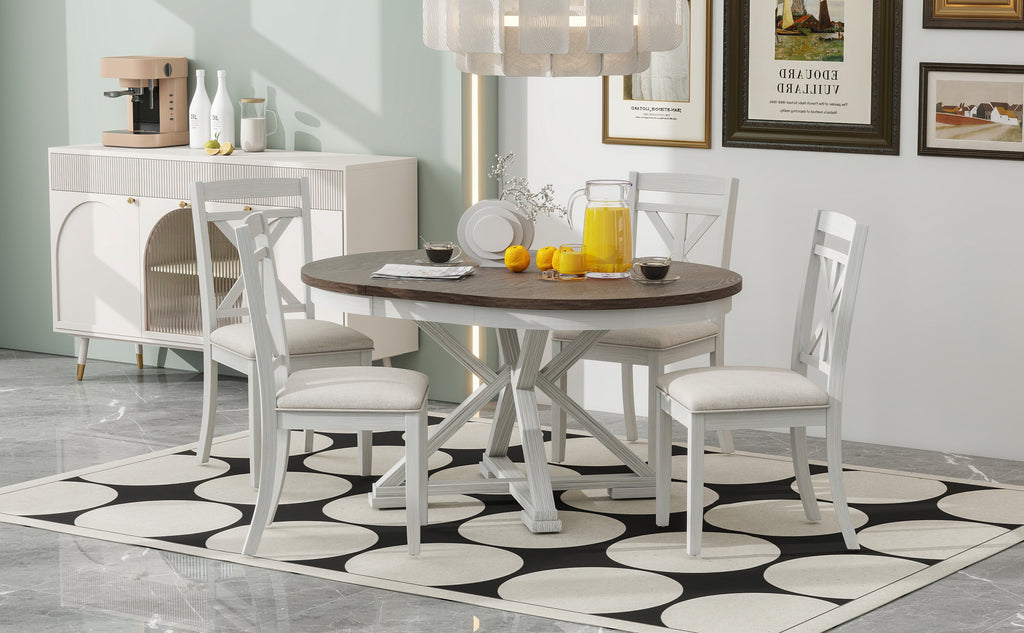 TREXM 5-Piece Retro Functional Dining Table Set