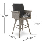 30" Outdoor Wicker Swivel Barstool with Water Resistant Cushion