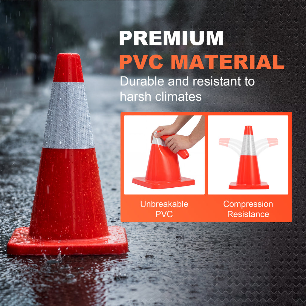 18-Inch Traffic Safety Cones, 2-Pack