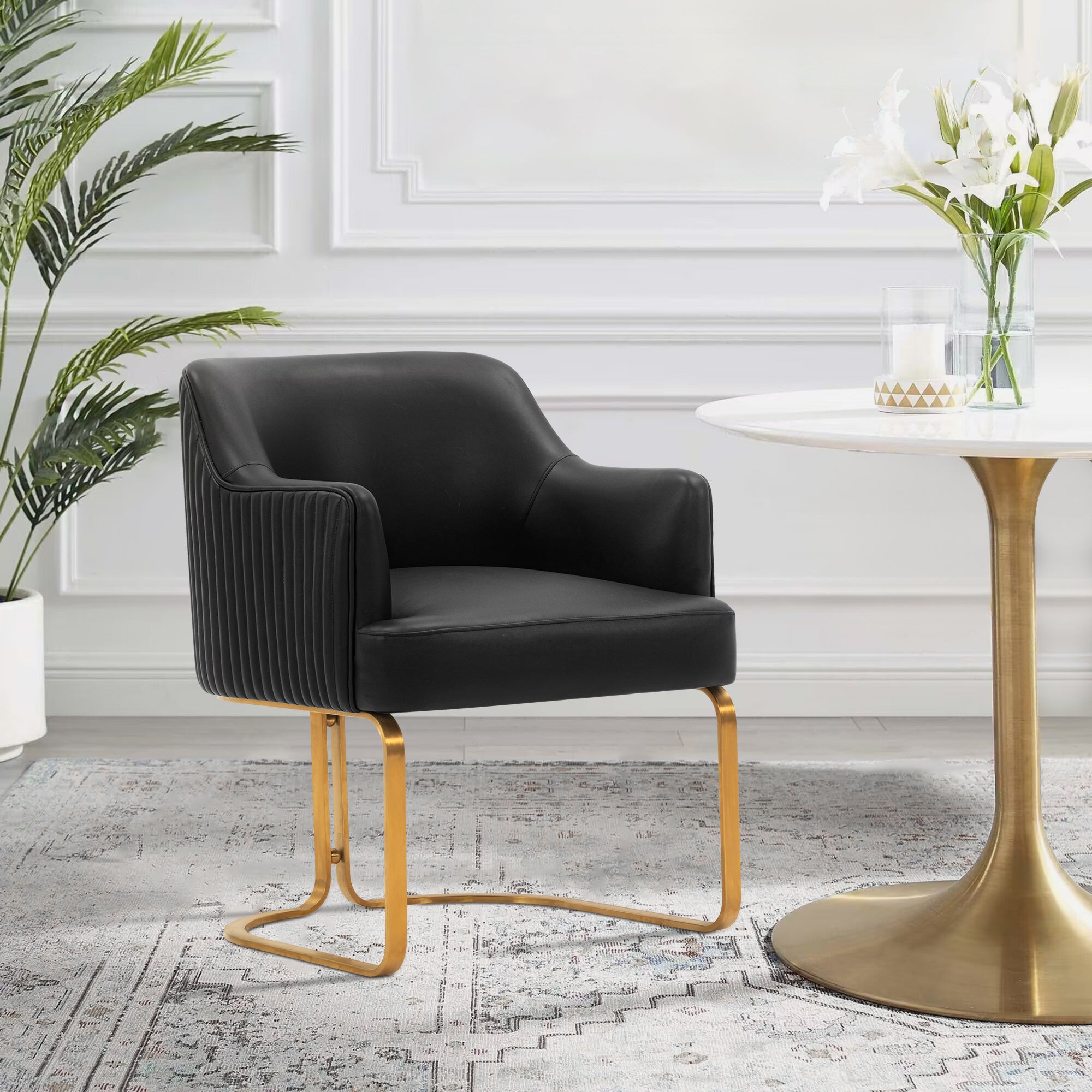 Raya Wood Vegan Leather Dining Chair