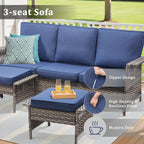 76.7" Wide Outdoor Wicker Patio Sofa