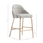 Gracie Metal Upholstered Counter Stool in Stone