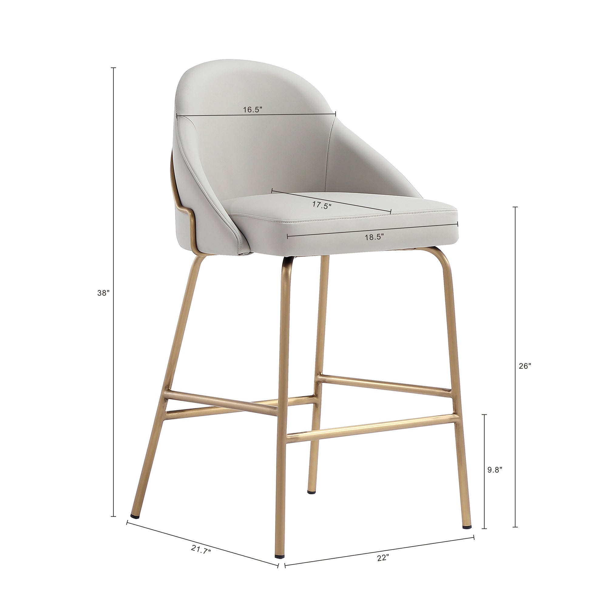 Gracie Metal Upholstered Counter Stool in Stone