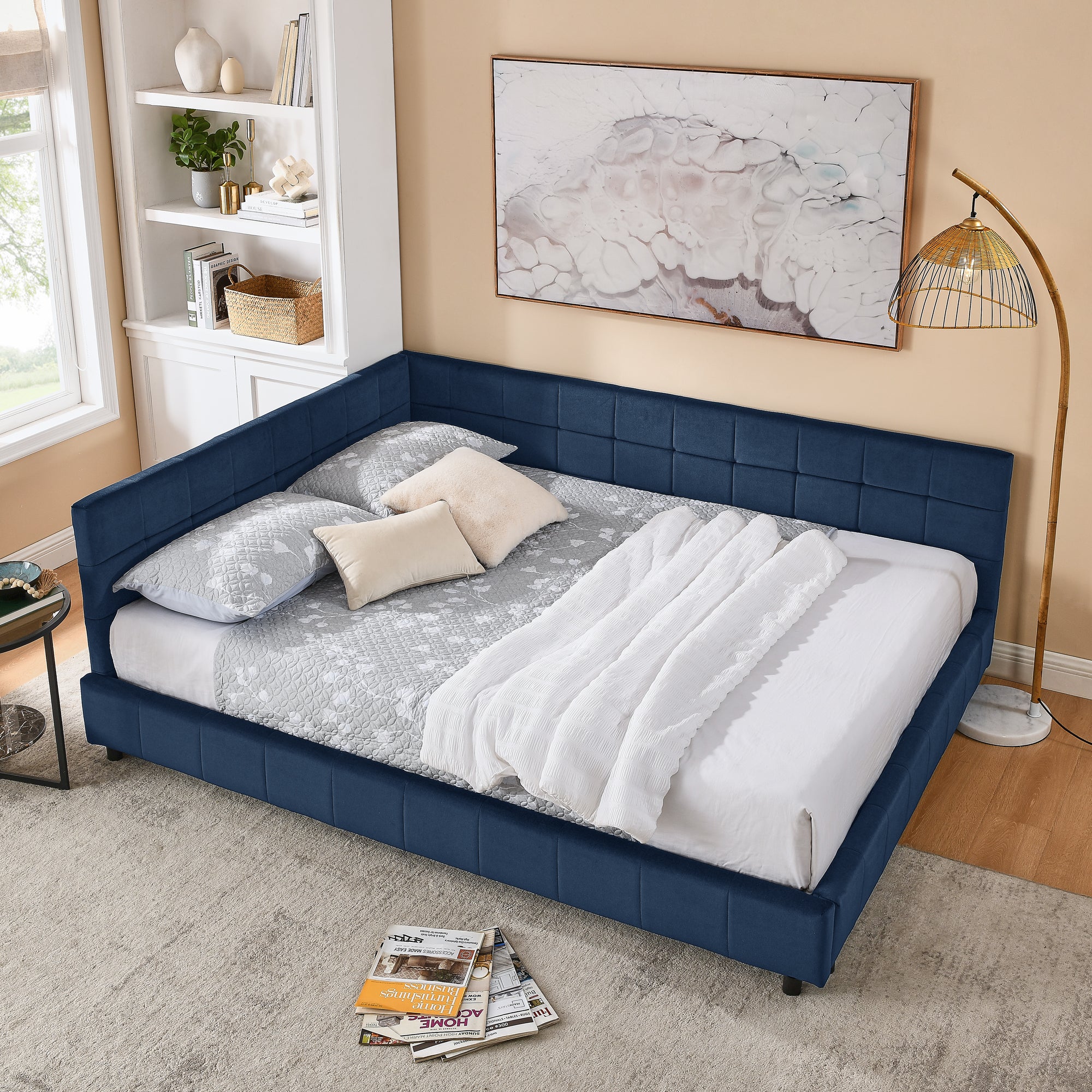 Queen Size Upholstered Tufted Bed Frame