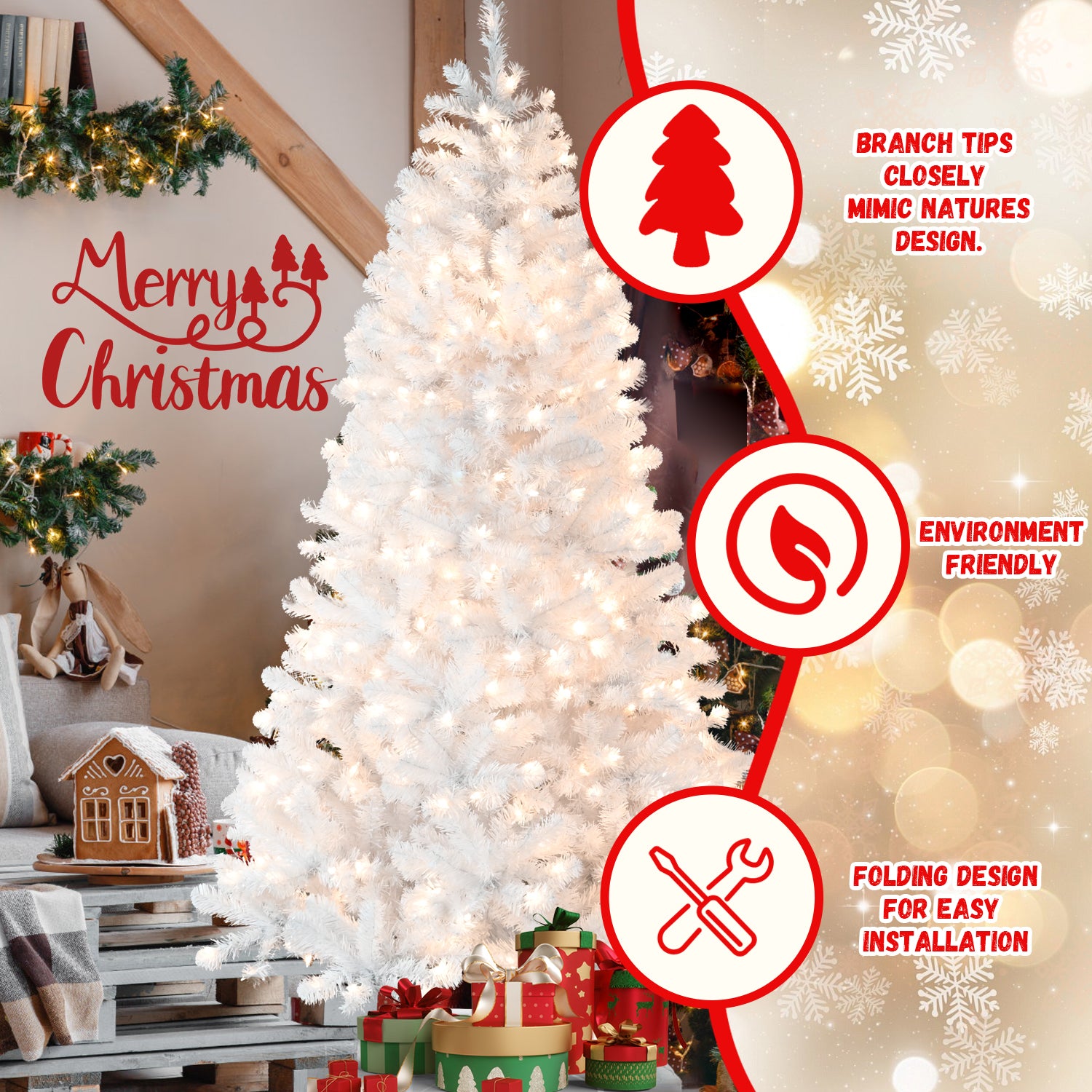 9FT Pre-Lit Christmas Tree