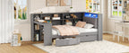 Wood Twin Size Platform Bed with Storage Shelves and Charging Station