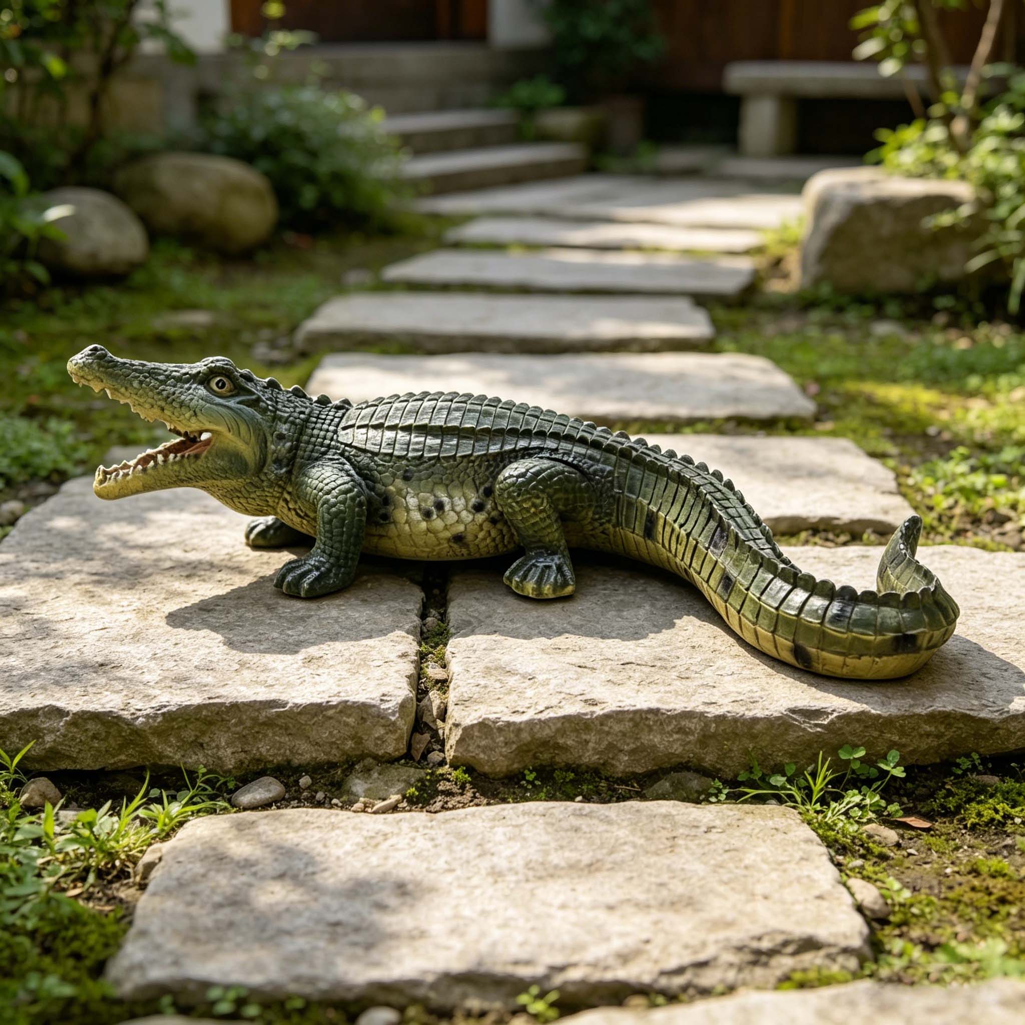 23" Simulated Crocodile Garden Statue