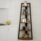 70.07" Tall Corner Shelf, 5 Tier Rustic