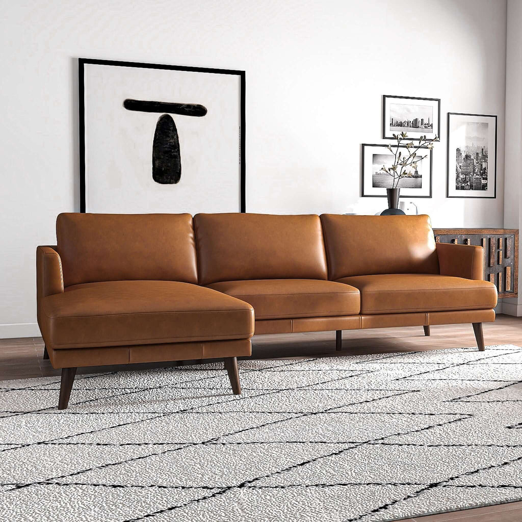 Lore L-Shaped Genuine Leather Sectional
